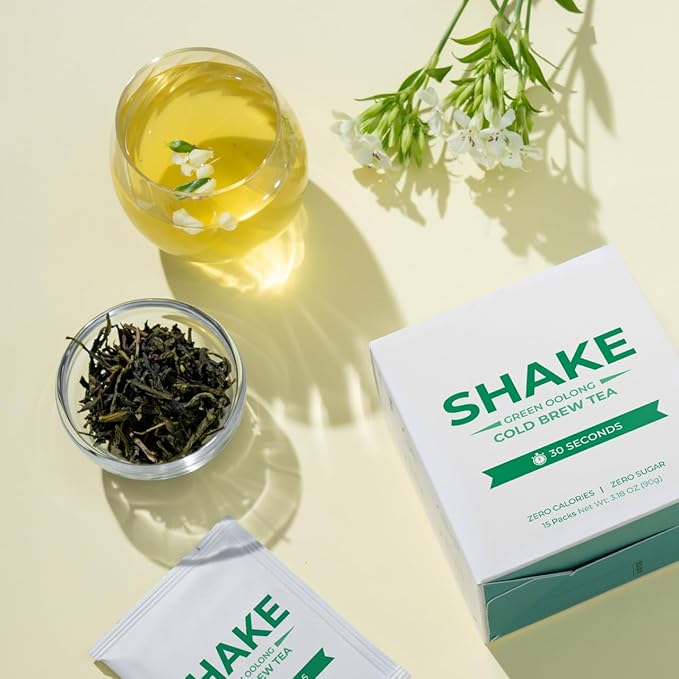 SHAKE Cold Brew Tea – Green Oolong | 15 Tea Bags | Premium Taiwan Tea, Zero Sugar | Smooth Flavor & Ready in 30 Seconds