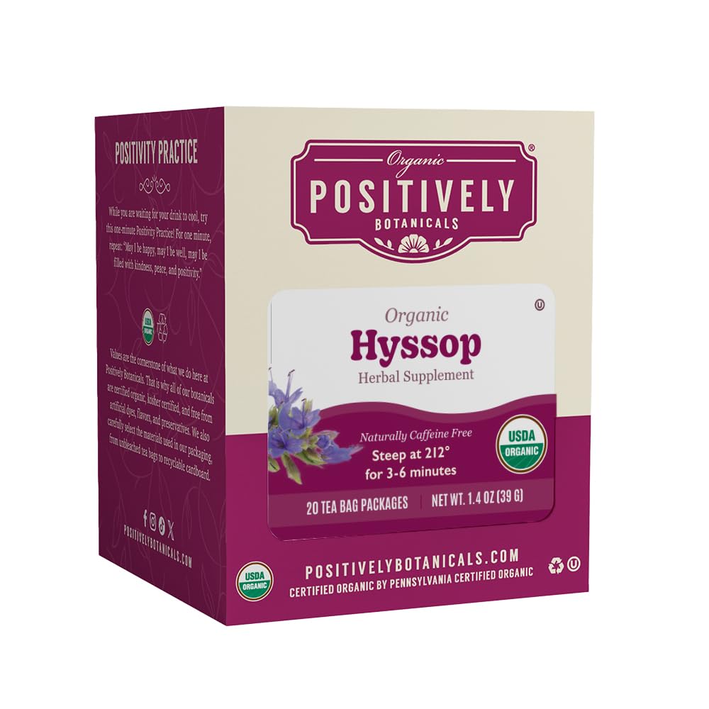 Positively Botanicals, Organic Hyssop Herbal Tea Bags, 20 Count