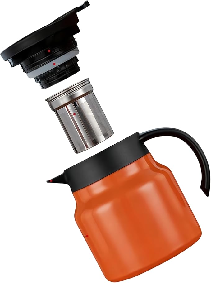 thermal teapot with infuser,Tea Pot with Infusers for Loose Tea,1000ML Thermal Teapot with Removable Infuser & Lid (B)