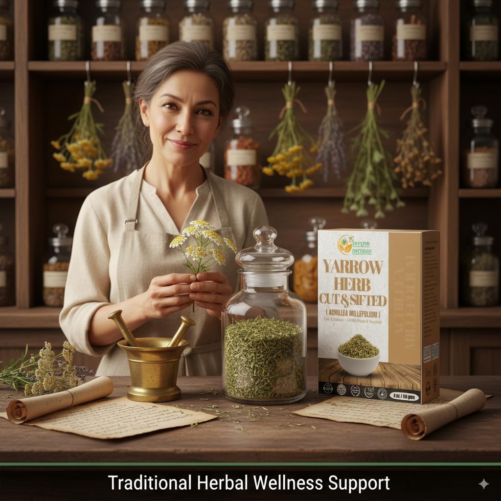 Herbs Botanica Yarrow Herb 100% Natural Dried Yarrow Flowers &amp; Leaves for Tea, Tinctures, &amp; Herbal Preparations – Premium Bulk Herbs for DIY Use – 4 oz Pack