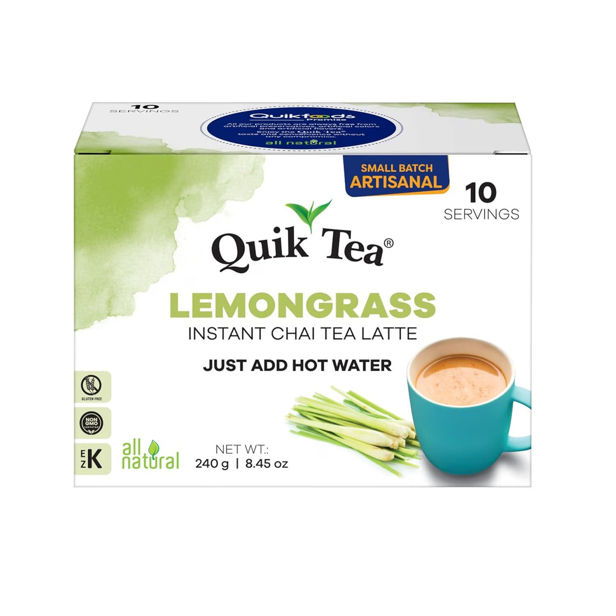 QuikTea Instant Chai Tea Latte, Lemongrass, 33.8 Oz