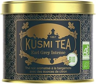 Kusmi Tea - Earl Grey Intense - Organic Earl Grey Black Tea - Features Bolder Bergamot & Tangy Lemon - Strong, Robust, Caffeinated Tea - Loose Leaves - Tin Box of 3.5 oz
