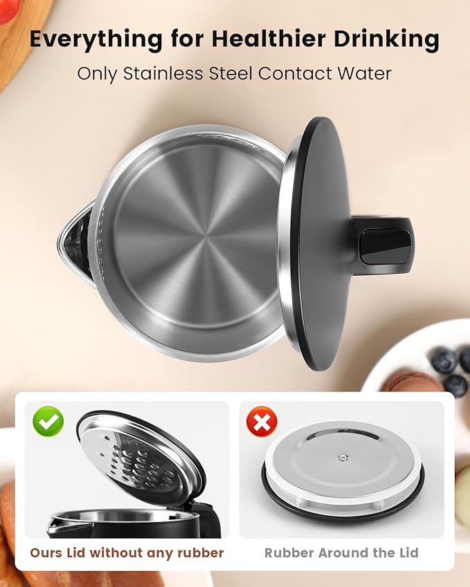 Electric Kettle Small for Tea & Coffee, 0.8L (27OZ) Double Wall Stainless Steel Hot Water Boiler
