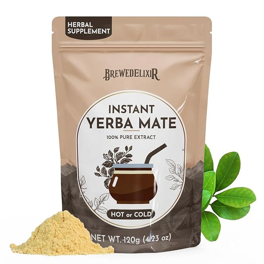 Yerba Mate Instant Tea, Sugar Free Pure Yerba Mate Extract Herbal Tea, Natural Clean Energy & Focus Boost, 4.23 oz (60 Servings)