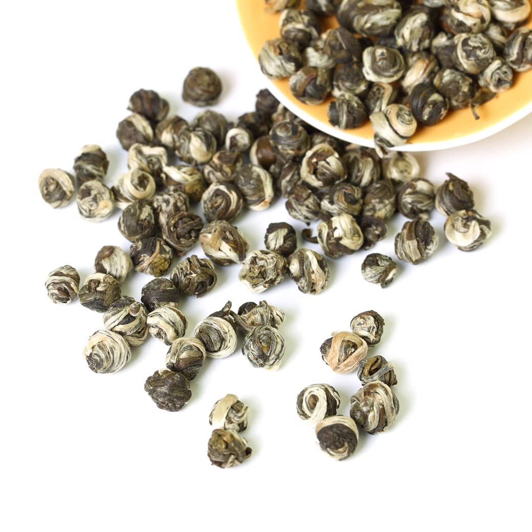 GOARTEA - Jasmine Dragon Pearls - 100g / 3.5oz Nonpareil Supreme Grade - Jasmine Pearl Green Tea - Chinese Green Tea Loose Leaf