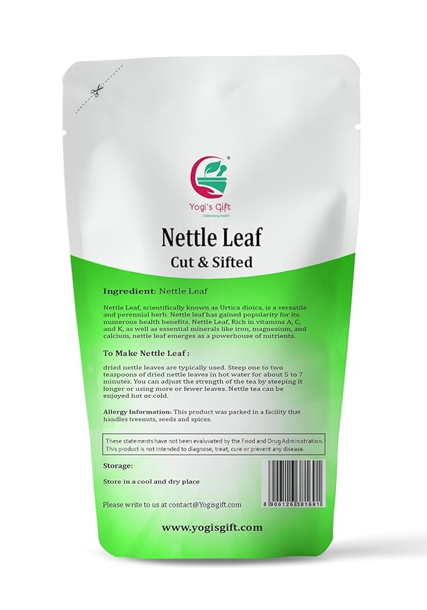 Nettle Leaves Dried 4 oz, Nettle Leaf Tea, Cut and Sifted, Stinging Nettle Herb Bulk, Non- Gmo, Ethically sourced, By Yogi's Gift®