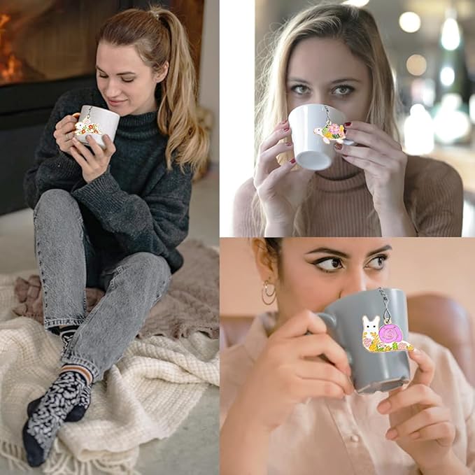 loose tea infuser Set, reusable tea steeper, Stainless steel Heart Shaped tea ball + Animal Pendant, tea filter strainer Makes Tea Brewing Fun (3, Turtle + Snail + Rabbit)