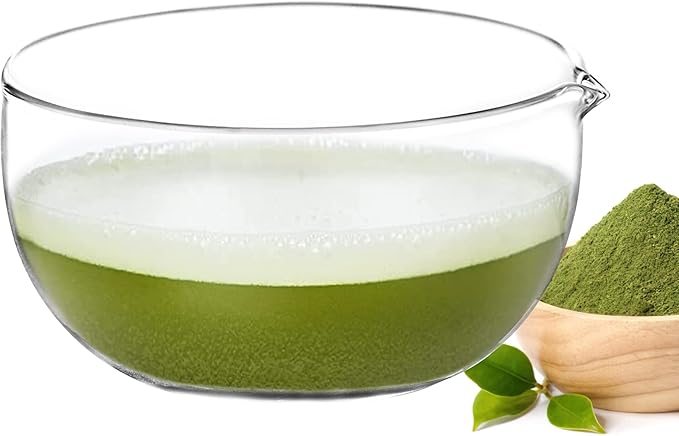 Glass Matcha Bowl With Pouring Spout, Ceremonial Mixing Chawan 20 oz 590ml, Clear Traditional Japanese Style Matcha Green Tea Cup Mug, Hammer Spouted Matcha Mixer