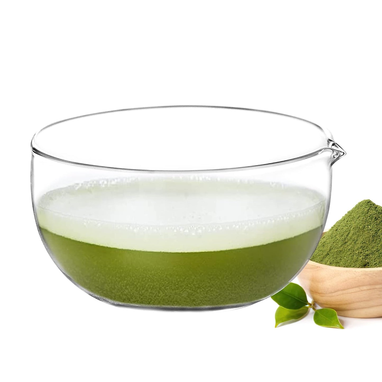 Glass Matcha Bowl With Pouring Spout, Ceremonial Mixing Chawan 20 oz 590ml, Clear Traditional Japanese Style Matcha Green Tea Cup Mug
