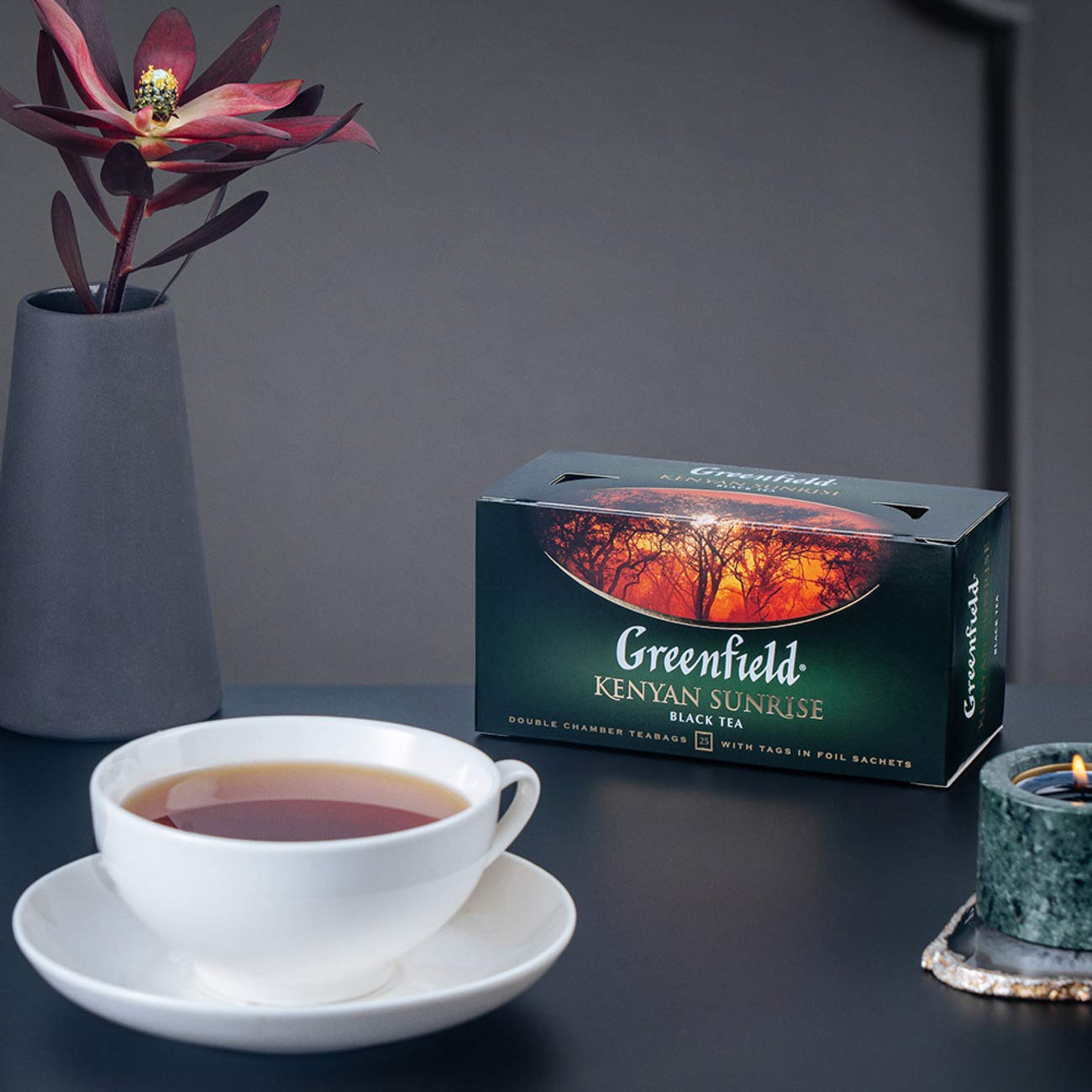 Greenfield Black Tea, Kenyan Sunrise, 25 Teabags in a Box