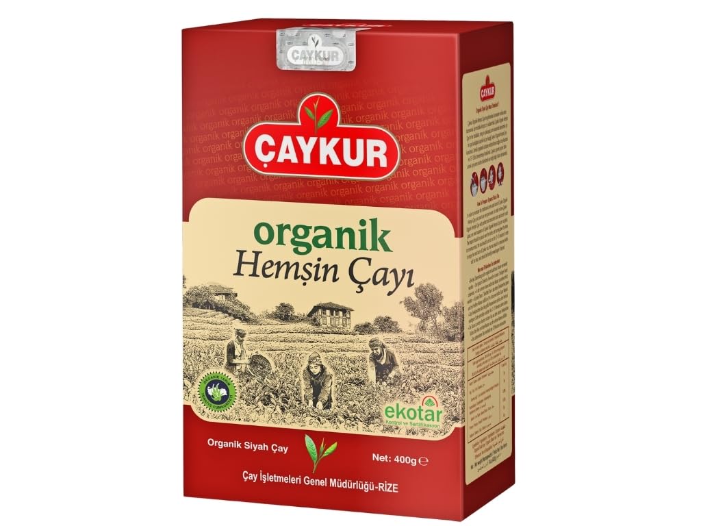 ÇAYKUR Organic Hemsin Black Tea, Premium Certified Turkish Loose Leaf Tea, Natural, Additive-Free, Grown in the Hemsin Organic Farming Basin 400gr / 14.1 oz