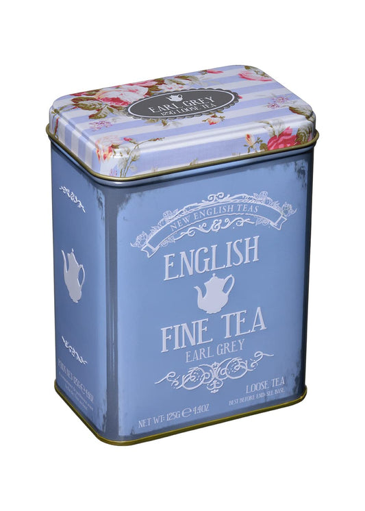 Vintage Floral Tea Tin with Earl Grey Loose Leaf Tea 125g