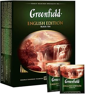 Greenfield English Edition Сlassic Collection Black Tea Finely Selected Speciality Tea 100 Double Chamber Teabags With Tags in Foil Sachets
