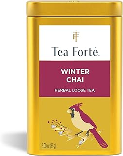 Tea Forte Winter Chai Premium Loose Leaf Caffeine-Free Herbal Tea Blend Canister, Makes 35-50 Cups