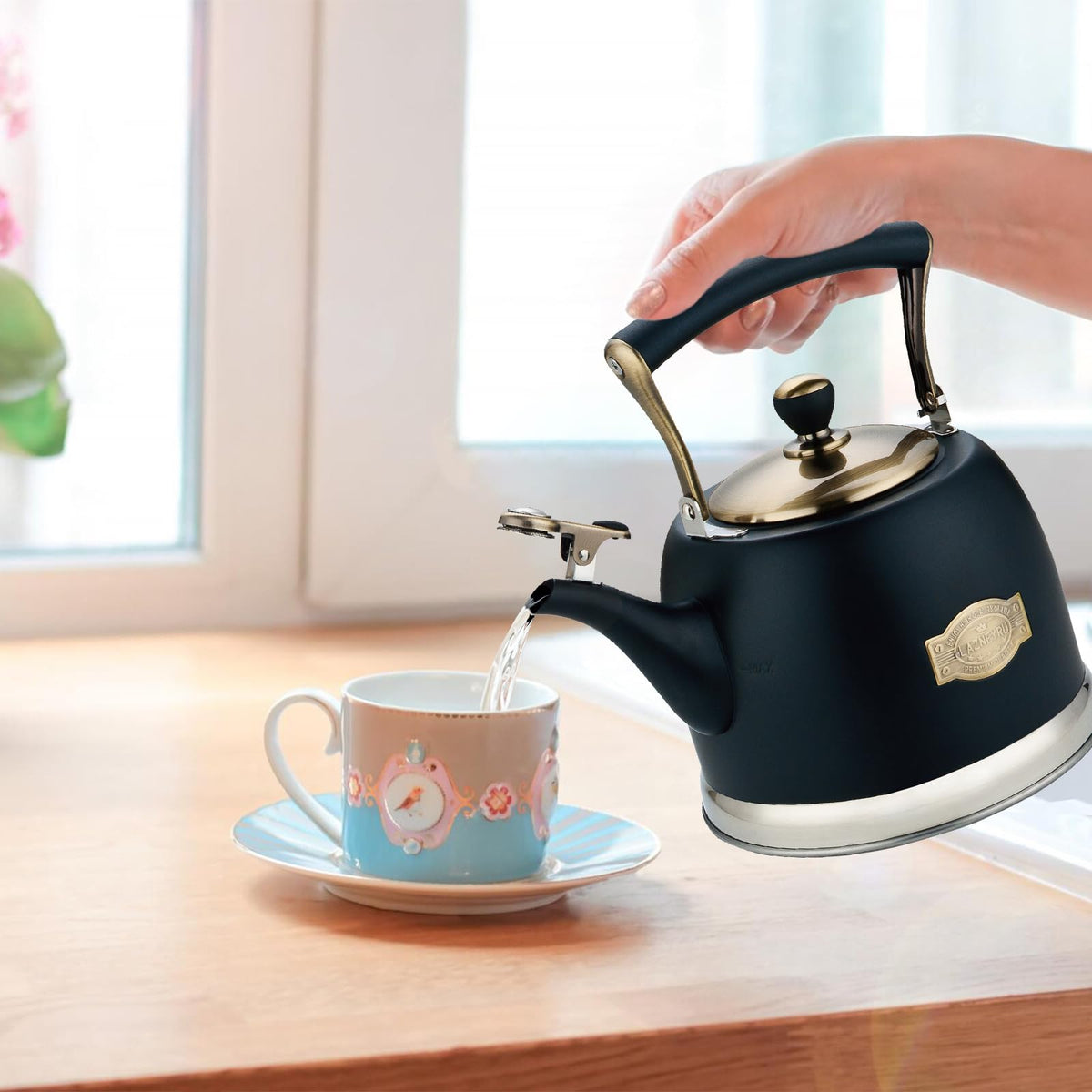 Lazneyru Tea Kettle Stainless Steel Teapot, Stainless Steel Teakettle for Stove Top with Heat Proof Ergonomic Handle 3.0