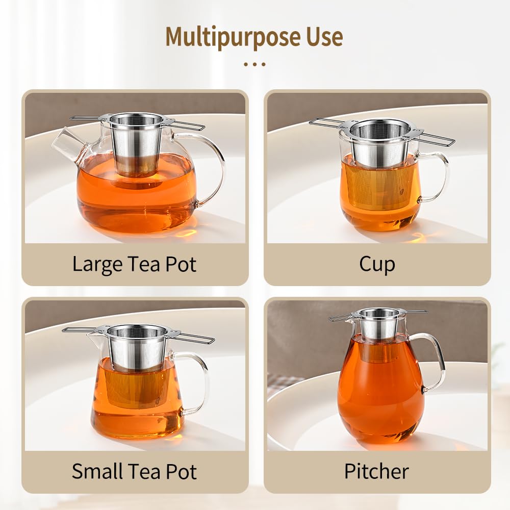 2Pack Long-Handled Tea Strainer, BOMANSI BOMS Stainless Steel Tea Infuser Basket Sitting in Mugs, Tea Infusers for Loose Tea