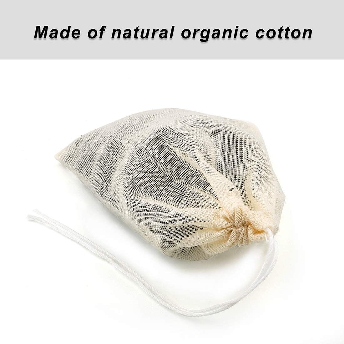 HOUSIM Tea Filter Bags, 50 Pack Empty Reusable Cotton Tea Bag for Loose Leaf Tea
