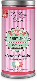 Cotton Candy Tea by La Tea Dah, Lightly Caffeinated Oolong Tea Flavored with Hibiscus, Raspberry, Cranberry, & Apple, Fragrant, Fruity Hibiscus Tea Bags, Dessert Tea (12 Sachets)