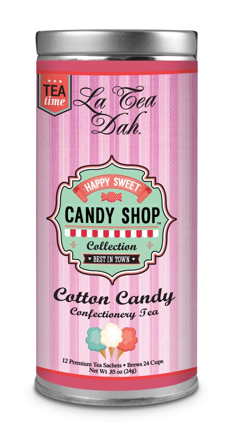 Cotton Candy Tea by La Tea Dah, Lightly Caffeinated Oolong Tea Flavored with Hibiscus, Raspberry, Cranberry, & Apple, Fragrant, Fruity Hibiscus Tea Bags, Dessert Tea (12 Sachets)