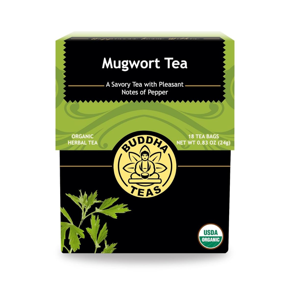 Buddha Teas Organic Mugwort Tea - Herbal Tea, Microplastic & Caffeine Free
