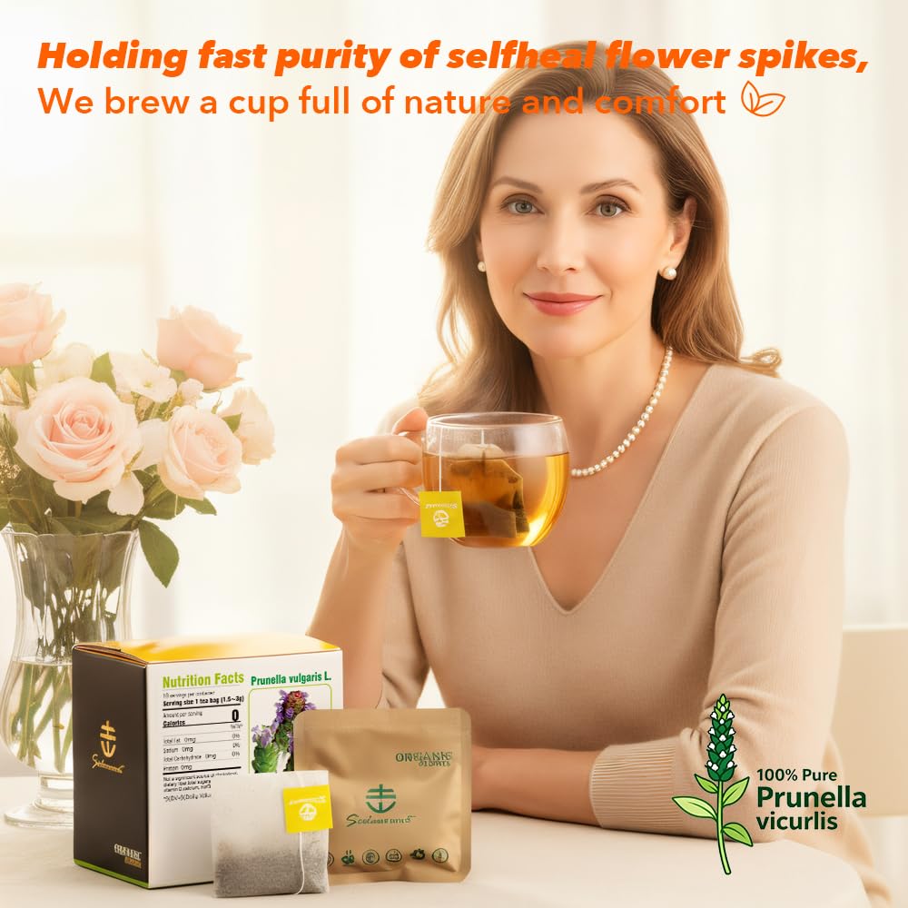 Soilmount - Self-Heal Tea - (Prunella vulgaris,xia ku cao,夏枯草) - Pure Herbal Tea - Natural, Organic, Non-GMO, Clean Ingredients, Caffeine Free (18 Tea Bags, Box 1)