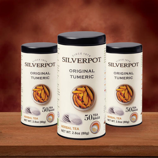 Silverpot Turmeric Tea Bags, 50 Count, Turmeric Root Powder, Warming, Herbal Tea, Hot or Iced, Caffeine Free, 100% Natural