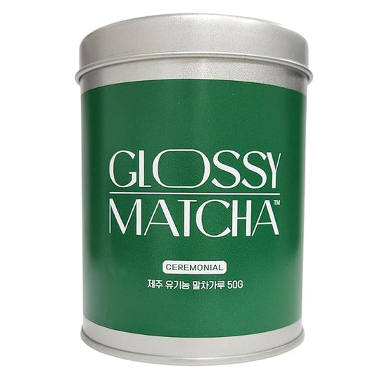 Glossy Matcha Ceremonial Grade Organic Green Tea Powder 50g, Premium Jeju First Flush Matcha, Deep Umami Flavor
