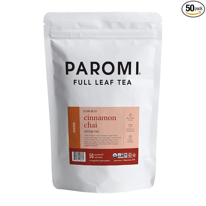 Paromi Cinnamon Chai Rooibos, Resealable Pouch, 50 Count