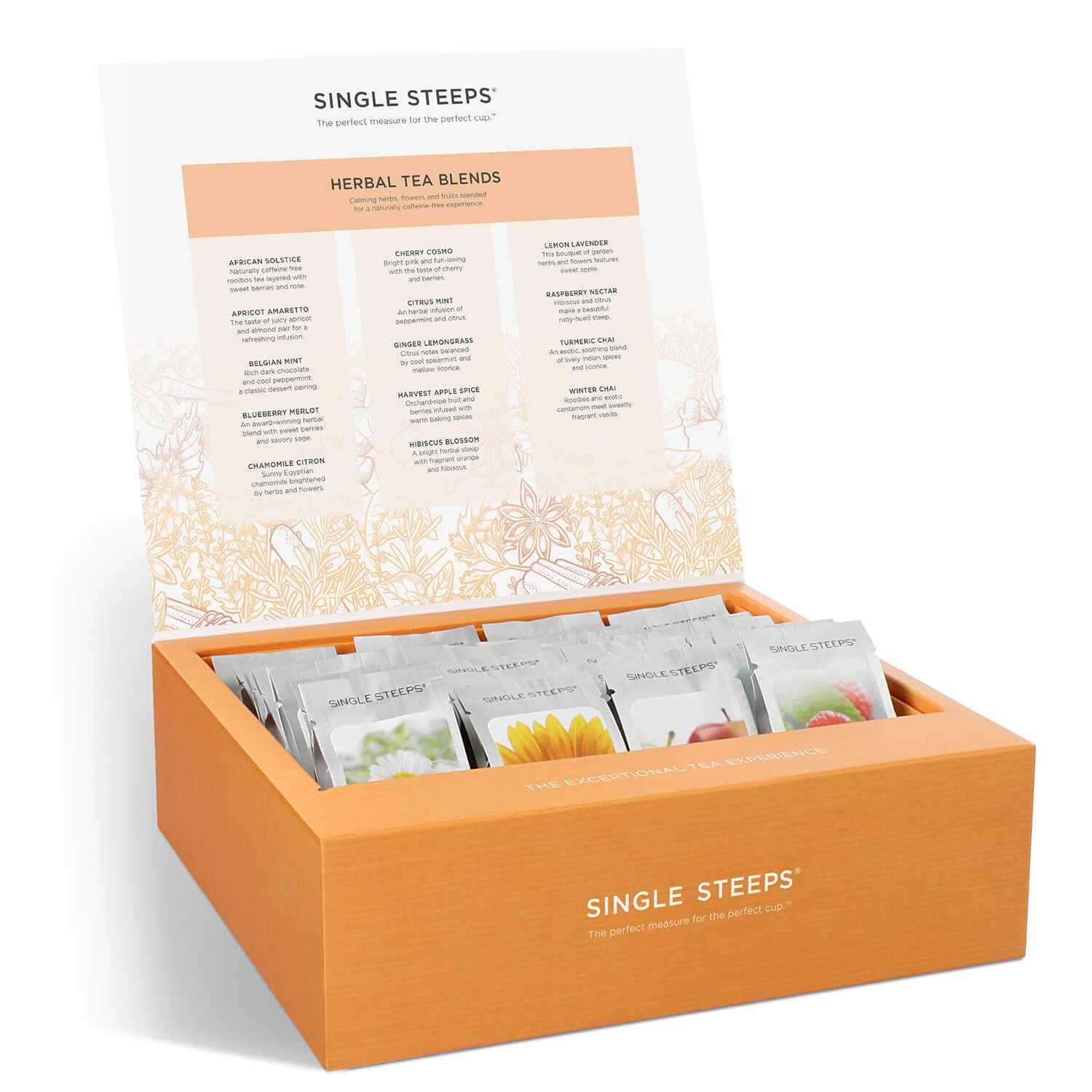 Tea Forte Single Steeps Loose Leaf Tea Sampler Tea Chest, Assorted Variety Tea Box, 28 Single Serve Pouches, Gifts for Mom, Herbal Tea