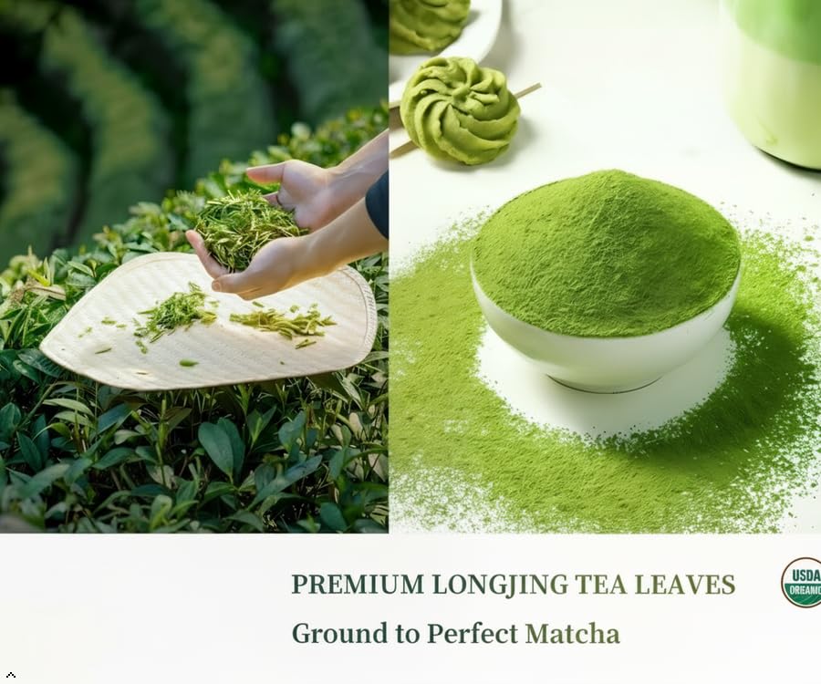 ZenVerdant Organic 1lb Culinary Matcha Powder | Premium Certified Matcha for Lattes, Baking & Smoothies | Smooth No-Clump, Low-Bitterness | 1lb = 100+ Lattes | Resealable Pouch