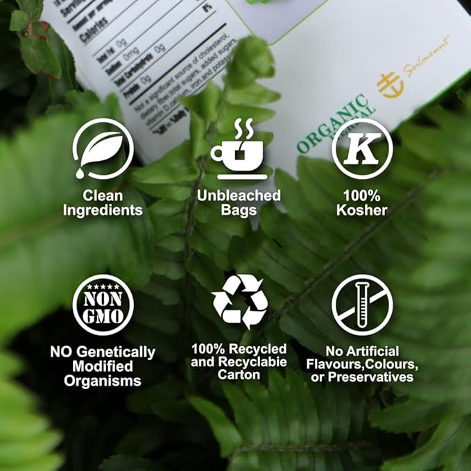 Soilmount Organic Yerba Mate Tea | Loose Leaf Green Tea | Caffeine-Free | 18 Bleach-Free Tea Bags