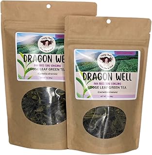 Witchy Pooh's Dragon Well Longjing Green Tea - Loose Leaf, High Caffeine, 1oz
