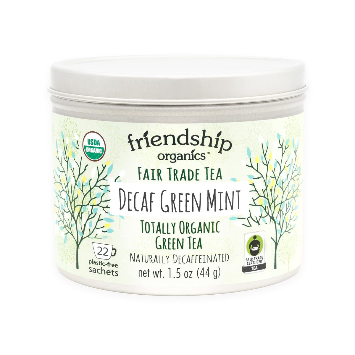 Friendship Organics Decaf Green Mint Tea Bags, Organic and Fair Trade (22 Count (Pack of 1))