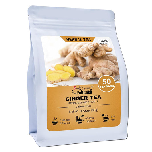 FullChea Ginger Tea Bags, 50 Counts, Te De Jengibre, Non-GMO