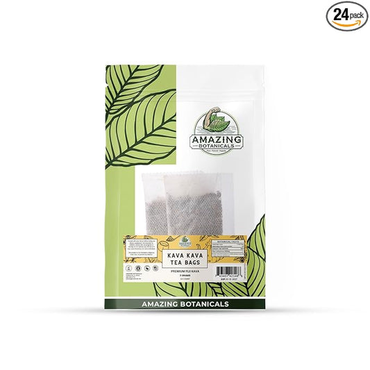 Premium Kava Tea Bags, Relaxing and Soothing Herbal Blend, 3 grams each tea bag, 24 count