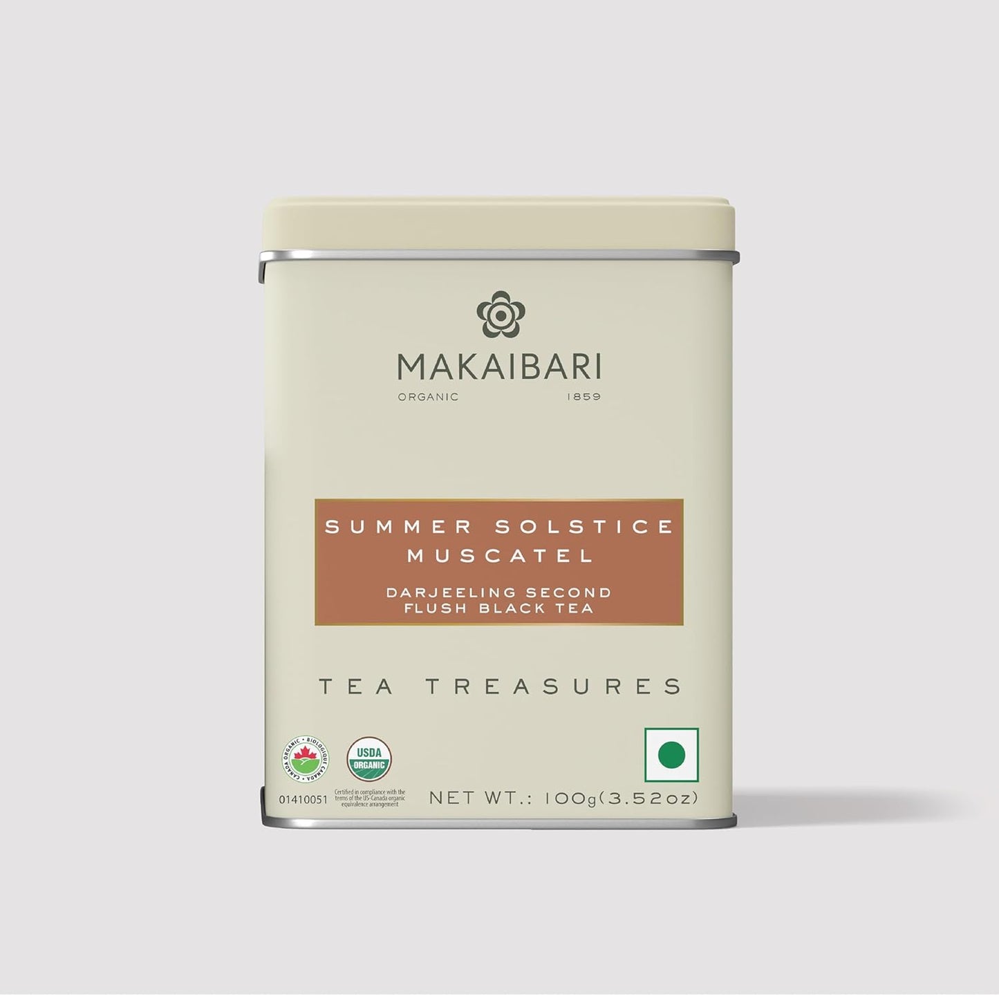 Makaibari Tea Treasures Summer Solstice Muscatel Loose Leaf Black Tea 100g (3.52oz) Tin Caddy