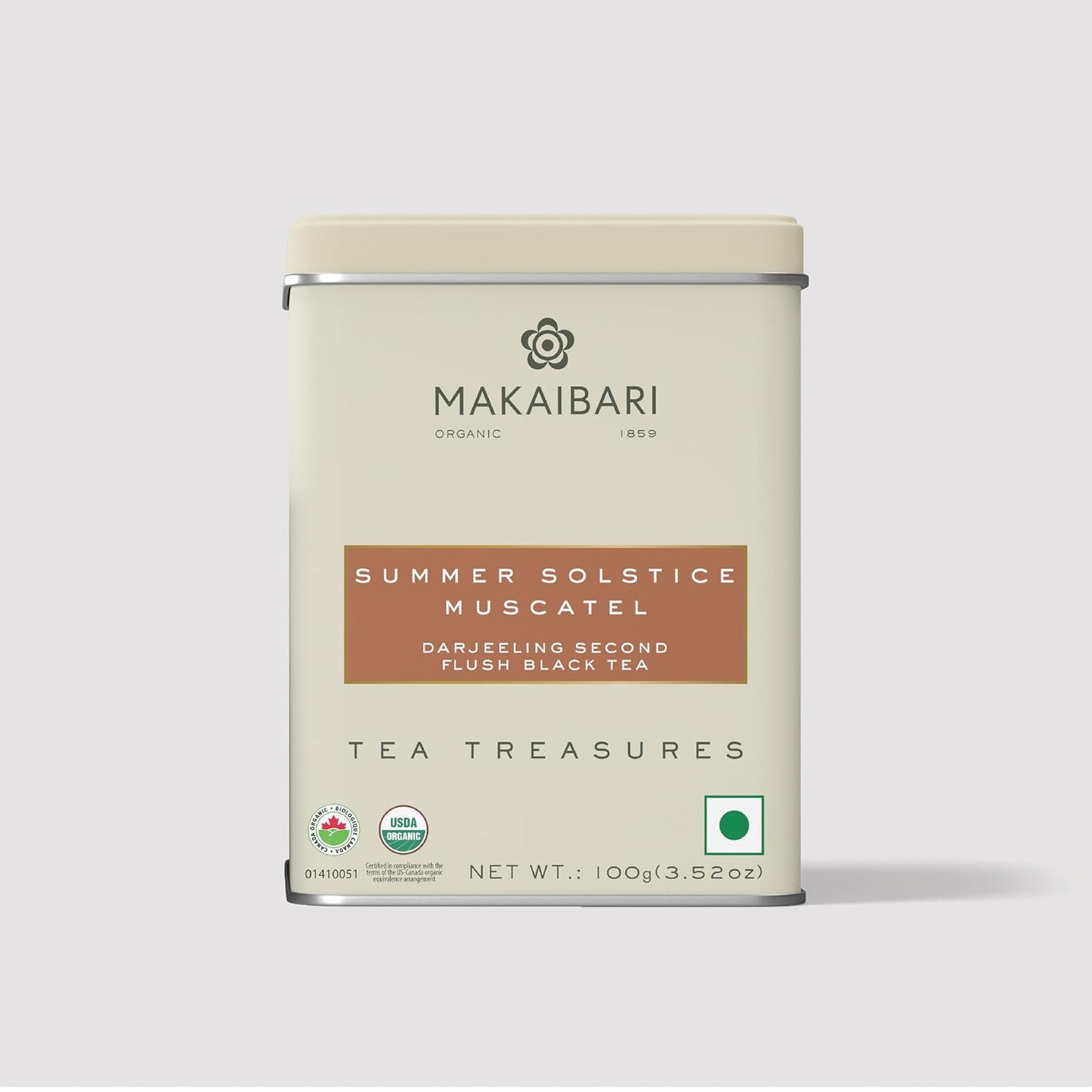 Makaibari Tea Treasures Summer Solstice Muscatel Loose Leaf Black Tea 100g (3.52oz) Tin Caddy
