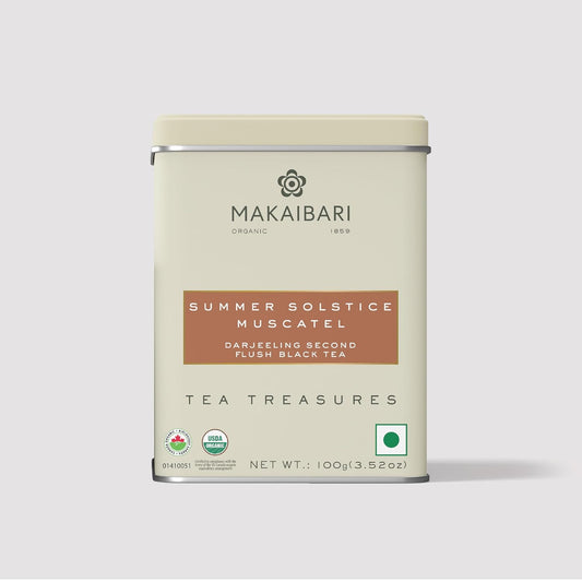 Makaibari Tea Treasures Summer Solstice Muscatel Loose Leaf Black Tea 100g (3.52oz) Tin Caddy