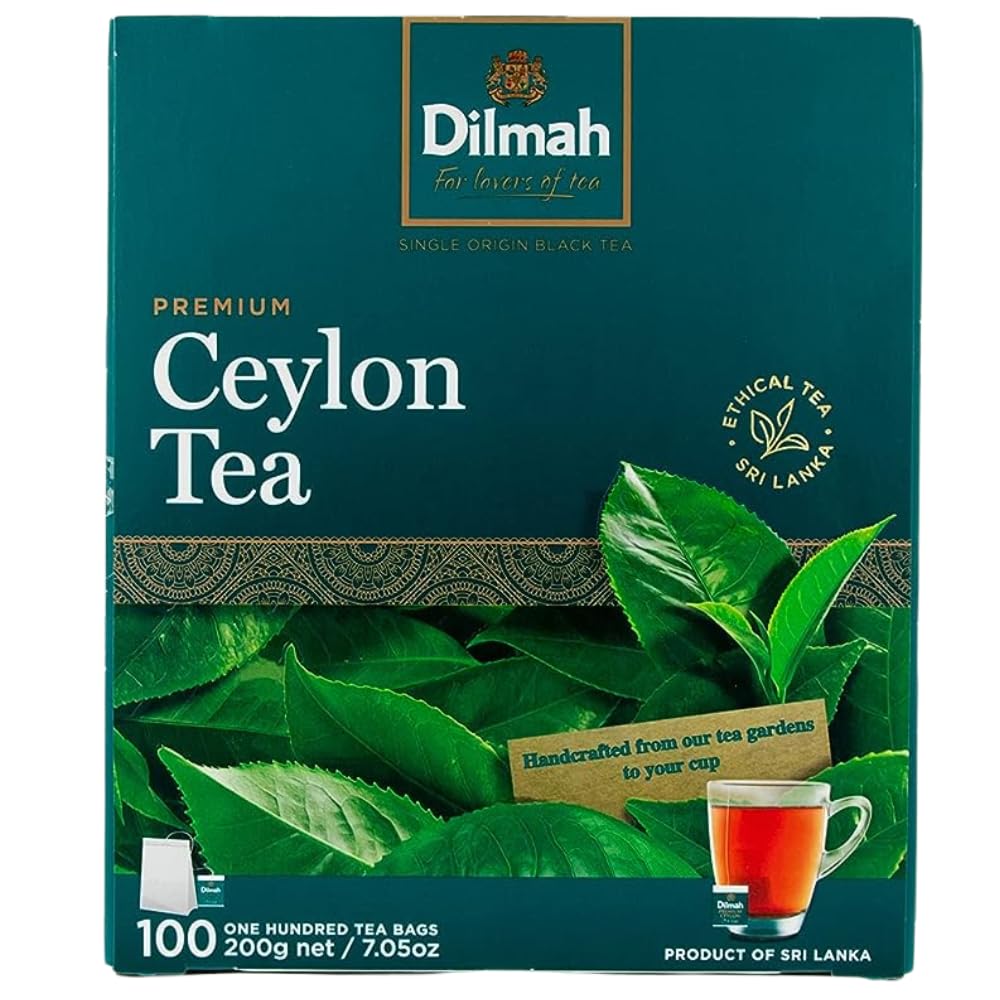 Dilmah Premium Ceylon Black Tea - 100 Tea Bags (Single Pack)-Strong, Robust, and Aromatic for everyday drinking-Unblended Single origin teas packed at the source.