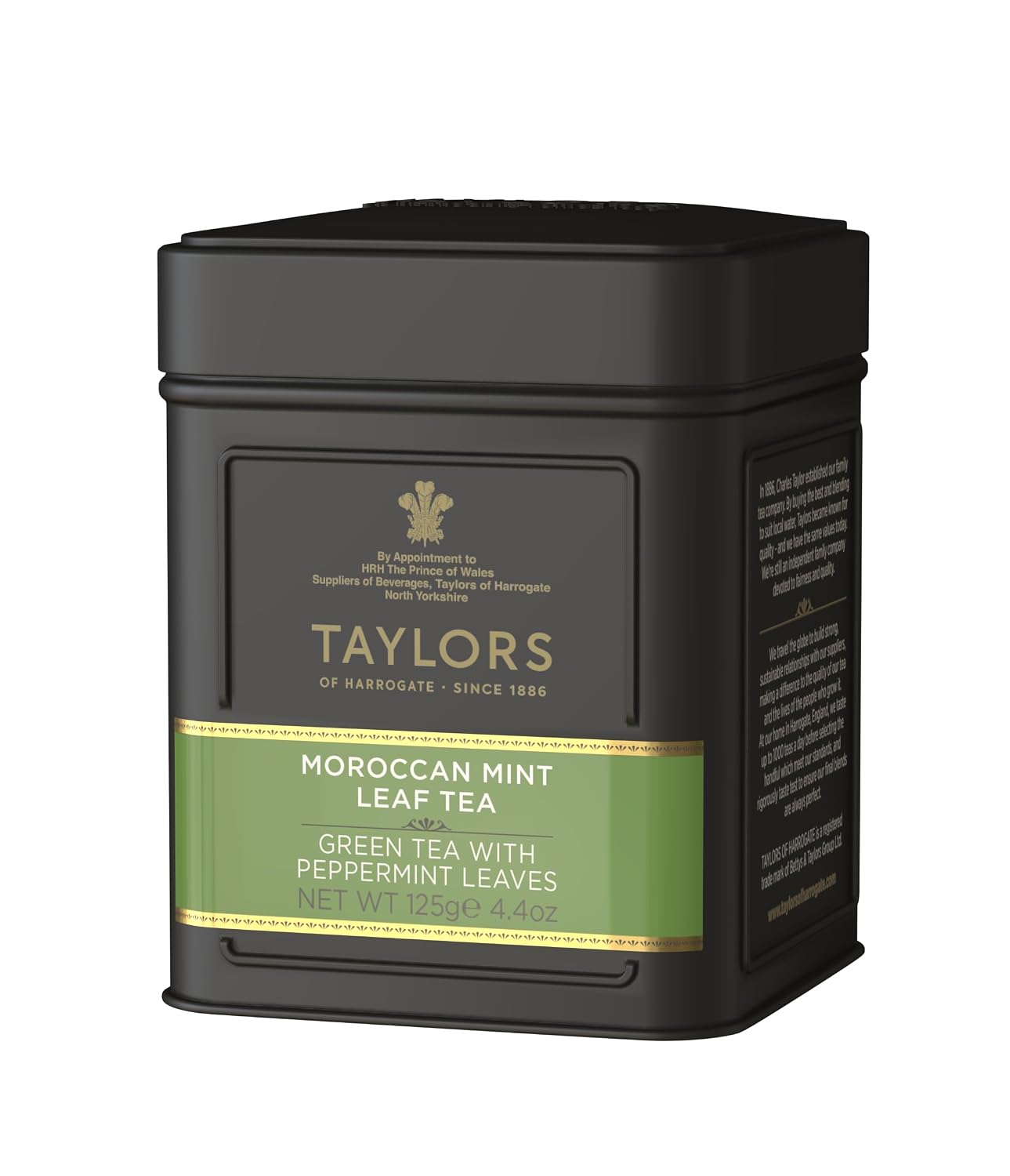 Taylors of Harrogate Moroccan Mint, Green Tea, Loose Leaf, 4.41 Ounce Tin Caddy, Fresh, Light, and Lively, Caffeinated, Premium Whole Leaf Tea