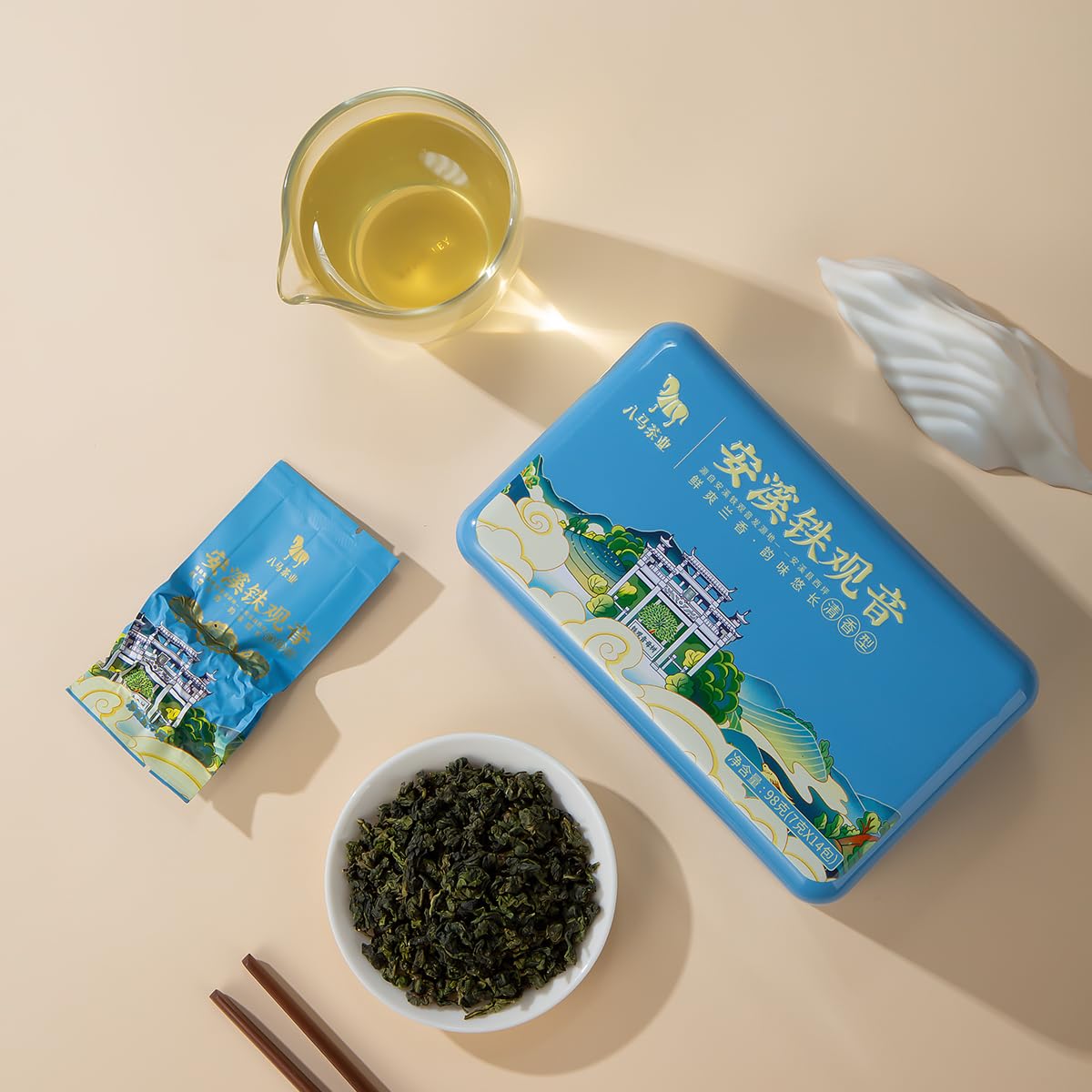 BAMA TEA Oolong Tea Tieguanyin Chinese Loose Tea Leaves Light Aroma Tieguanyin Box 98g