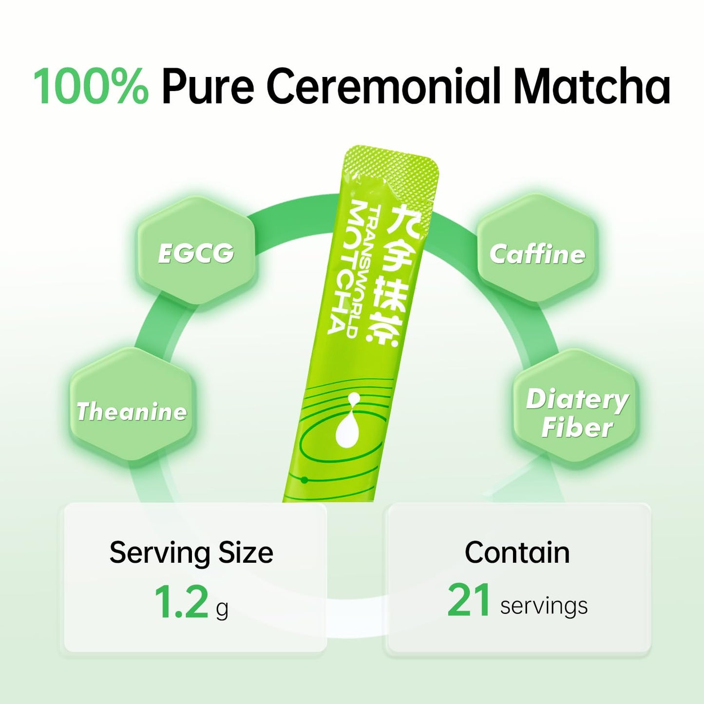 Authentic Ceremonial Matcha USDA Organic Premium Matcha Green Tea Powder for Drinking and Latte 100% Pure No Additives 21 sticks