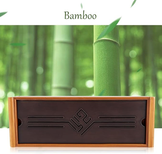 Tea Tray Drainage Type Cup Plate Traditional Chinese Serving Tray Kung Fu Tea Accessory 14.96 x 5.28 x 1.49inch
