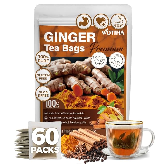 WOTIHA-Natural Turmeric Ginger Cinnamon Tea bags 180g，100% Natural High-Concentration Ingredients ，Herbal Tea