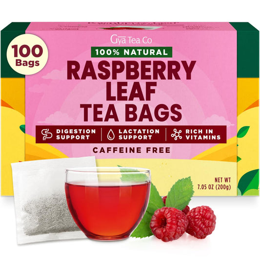 Raspberry Tea Bags 100 Count - 100% Natural Caffeine Free Herbal Tea | Sweet &amp; Smooth Flavor - Iced Fruit Tea Blend of Hibiscus - Non-GMO, Hand Harvested, Rich Antioxidants, 0 Calories