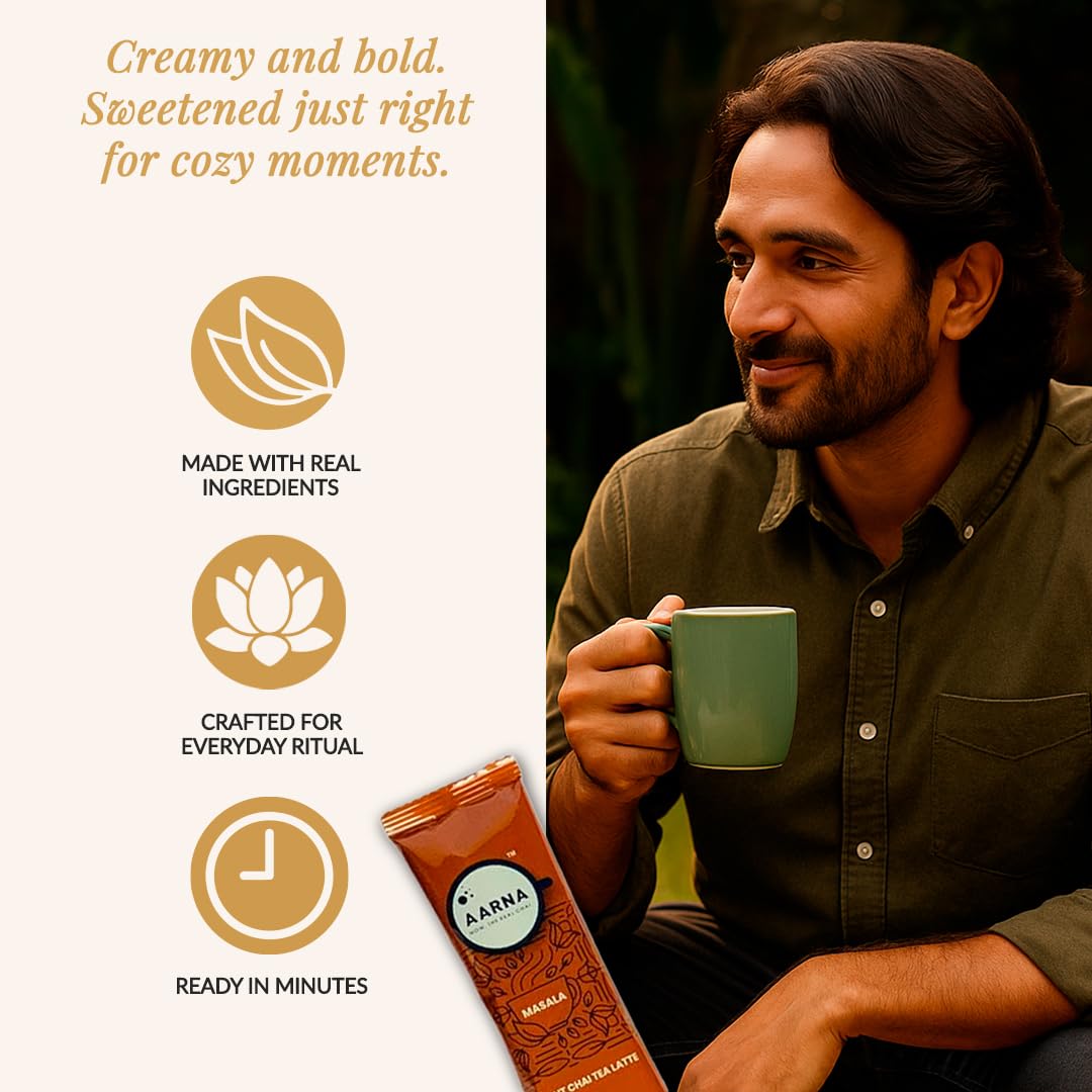 Bagan of Aarna Instant Masala Chai, Tea Powder Mix, Spiced Tea, All Natural Chai Tea, Authentic Chai Mix, Masala Spiced Chai Powder With Natural Flavour, Makes 10 Cups (Masala Sweetened)