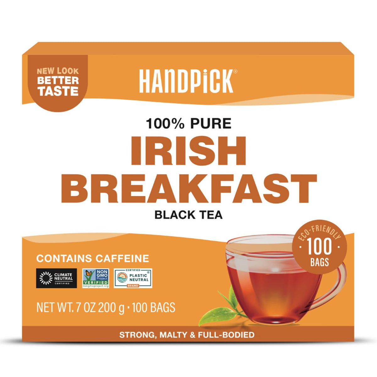 HANDPICK Irish Breakfast Teabags(100 Count) Caffeinated Bold Black Teabags