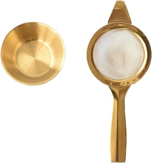 2.2" Mini Matcha Sifter, 30 Fine Mesh T304 Stainless Steel, Tea Strainer, Cocktail Strainer with Base (Gold)