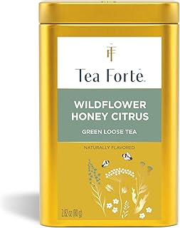 Tea Forte Wildflower Honey Citrus Premium Loose Leaf Caffeinated Green Tea Blend Canister, Makes 35-50 Cups