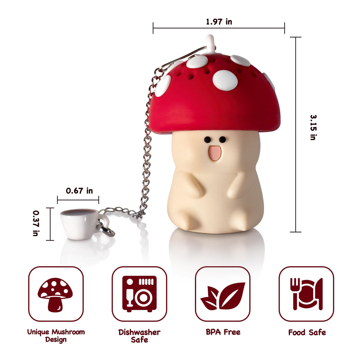 Hobrad Mushroom Tea Infuser Loose Leaf Tea Strainer Cute Kitchen Accessories